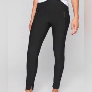 Athleta Black Leggings with Zipper Detail